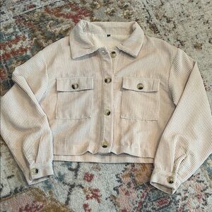Women's Cream Corduroy Cropped Jacket